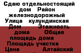 Сдаю отдельностоящий дом › Район ­ железнодорожный › Улица ­ кулундинская › Дом ­ 38 › Этажность дома ­ 1 › Общая площадь дома ­ 40 › Площадь участка ­ 4 › Цена ­ 7 000 - Алтайский край, Барнаул г. Недвижимость » Дома, коттеджи, дачи аренда   . Алтайский край